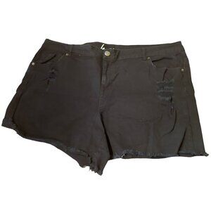 Size 24 Lane Bryant Shorts Black Denim Distressed Shorts Pockets Jeans Plus Size